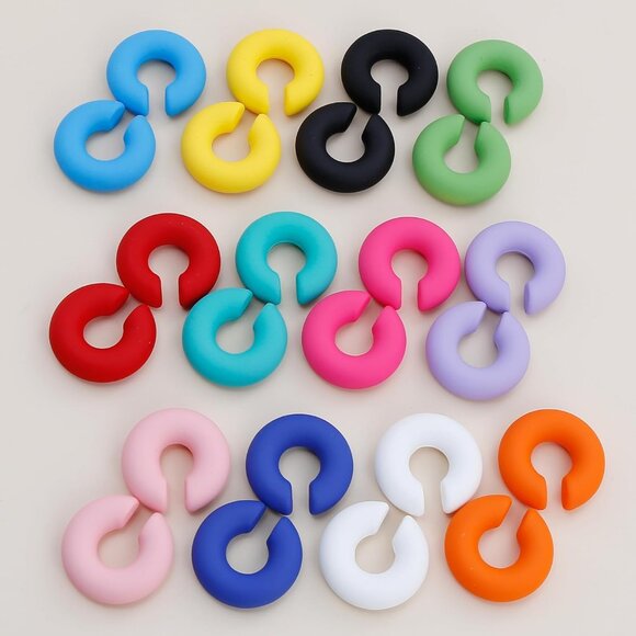 Colorful acrylic cuff earrings set, 12 pairs, non-piercing, trendy jewelry for w - Picture 7 of 7